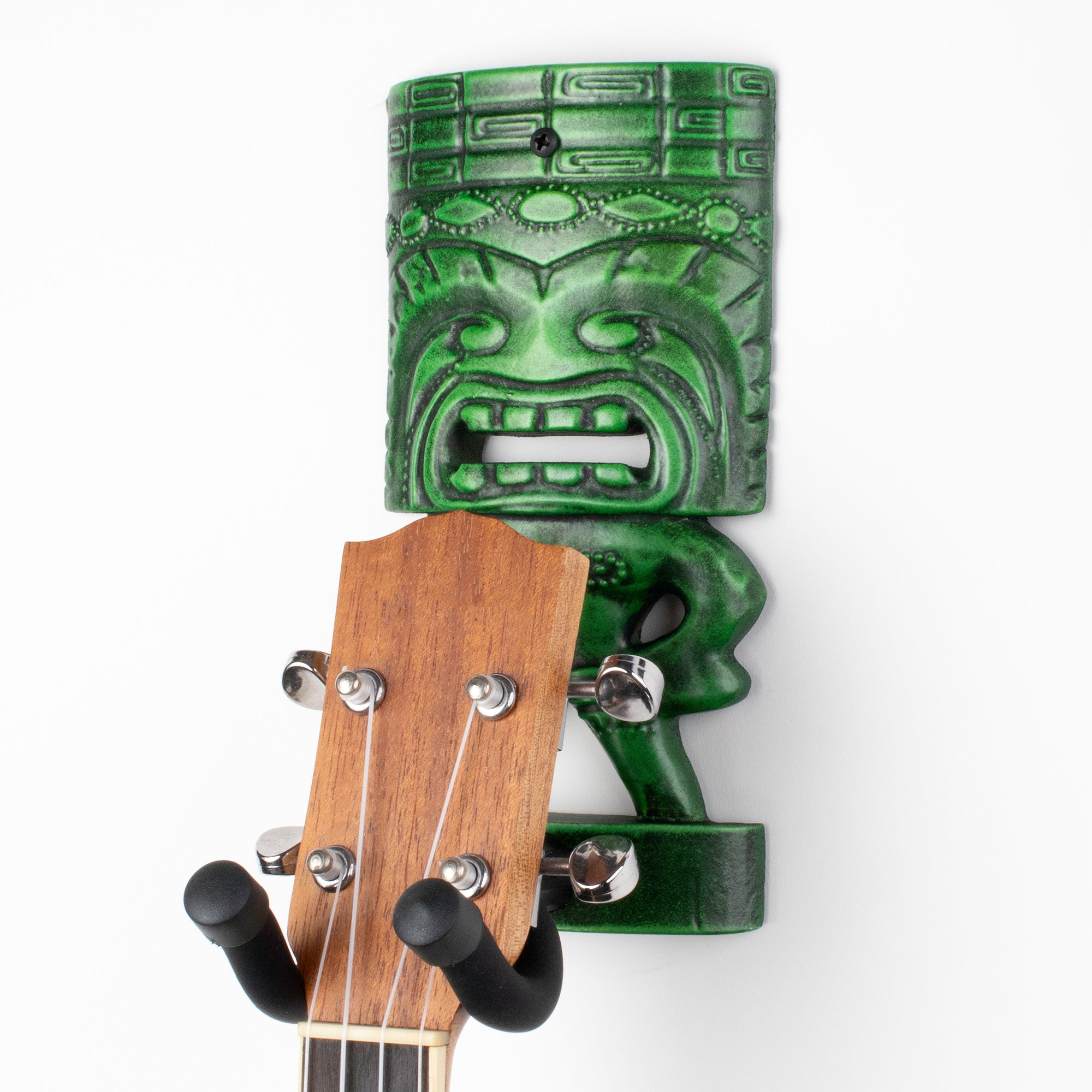 Green ukulele hanger wall mount in green. 