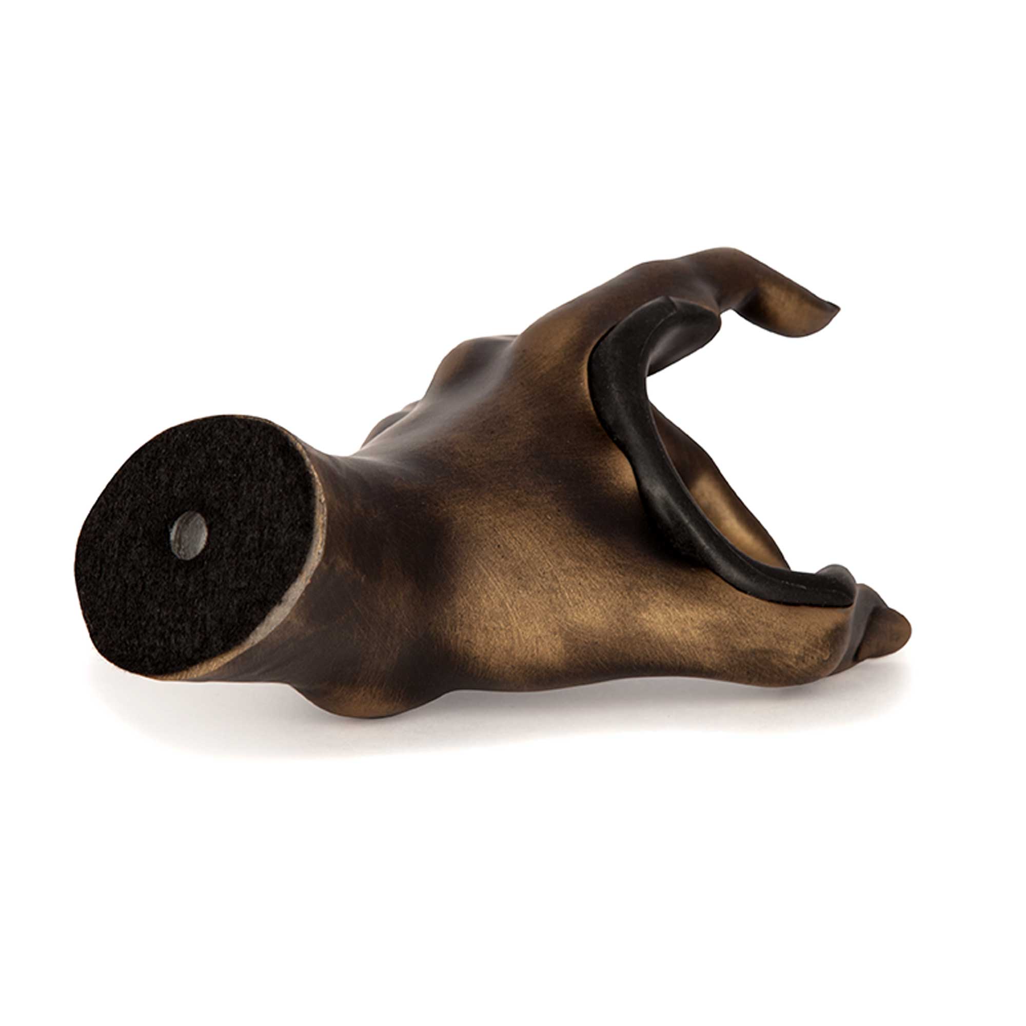 Gold finish with antique highlights. Female hand shape. Back view. 