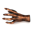 Copper female guitar hanger shaped like a hand. Outside view. 